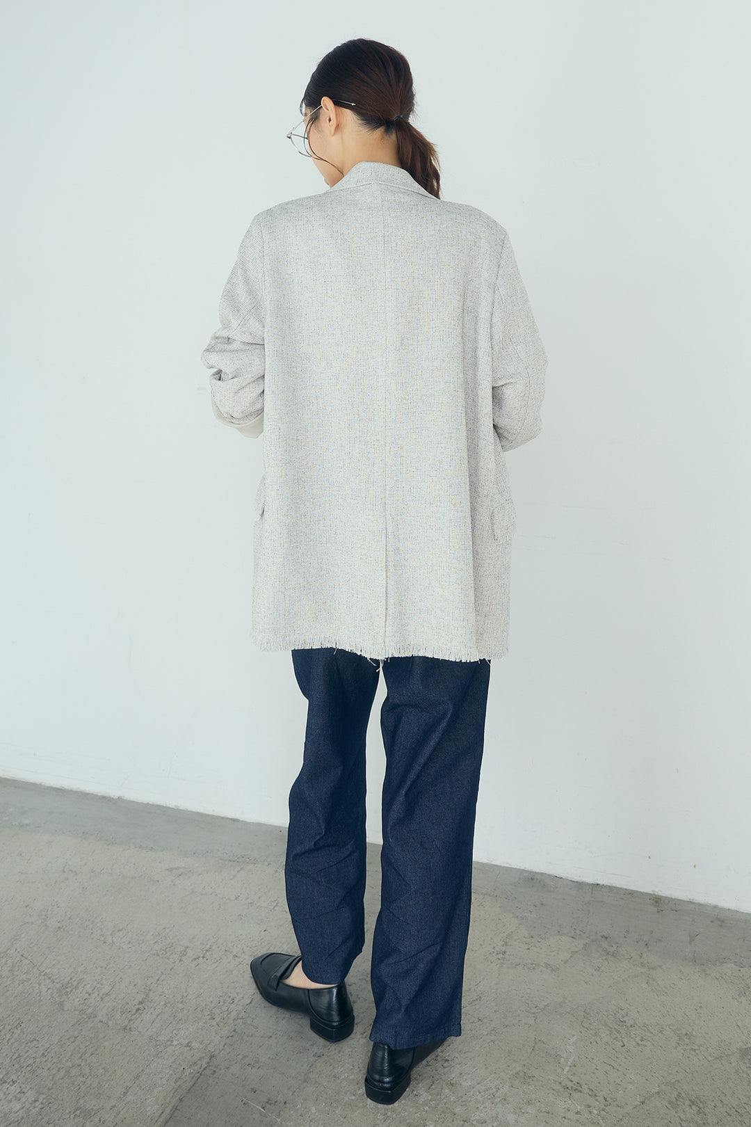 [SET]スラブネップツイードフリンジテーラードジャケット+デニムペプラムコンビネゾン(2set)