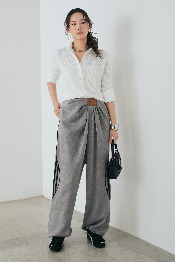 [SET]カールヤーンシャツ+ライトダンボールウェーブラインドレープパンツ(2set)