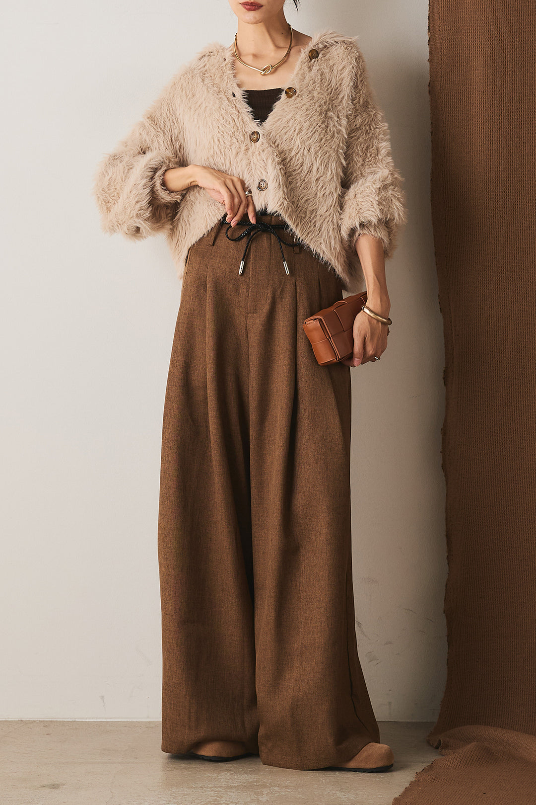 【即納】フェザーヤーン衿付きカーディガン