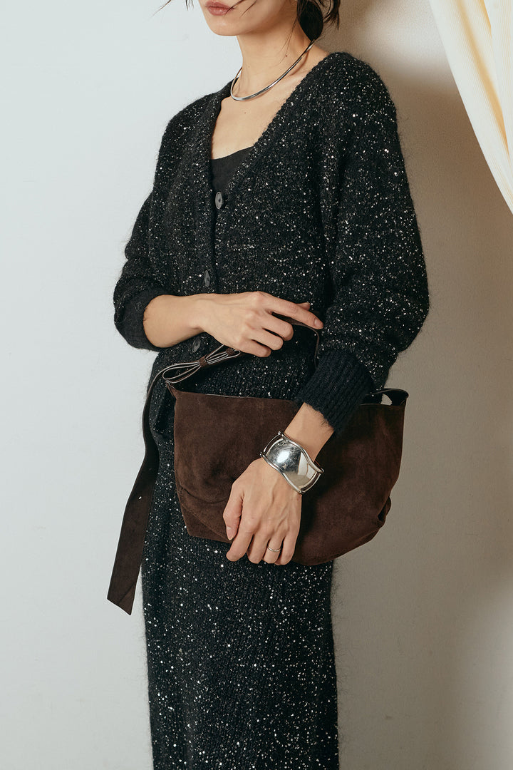 [SET]ミニラメニットカーディガン+ミニラメニットスカート(2set)