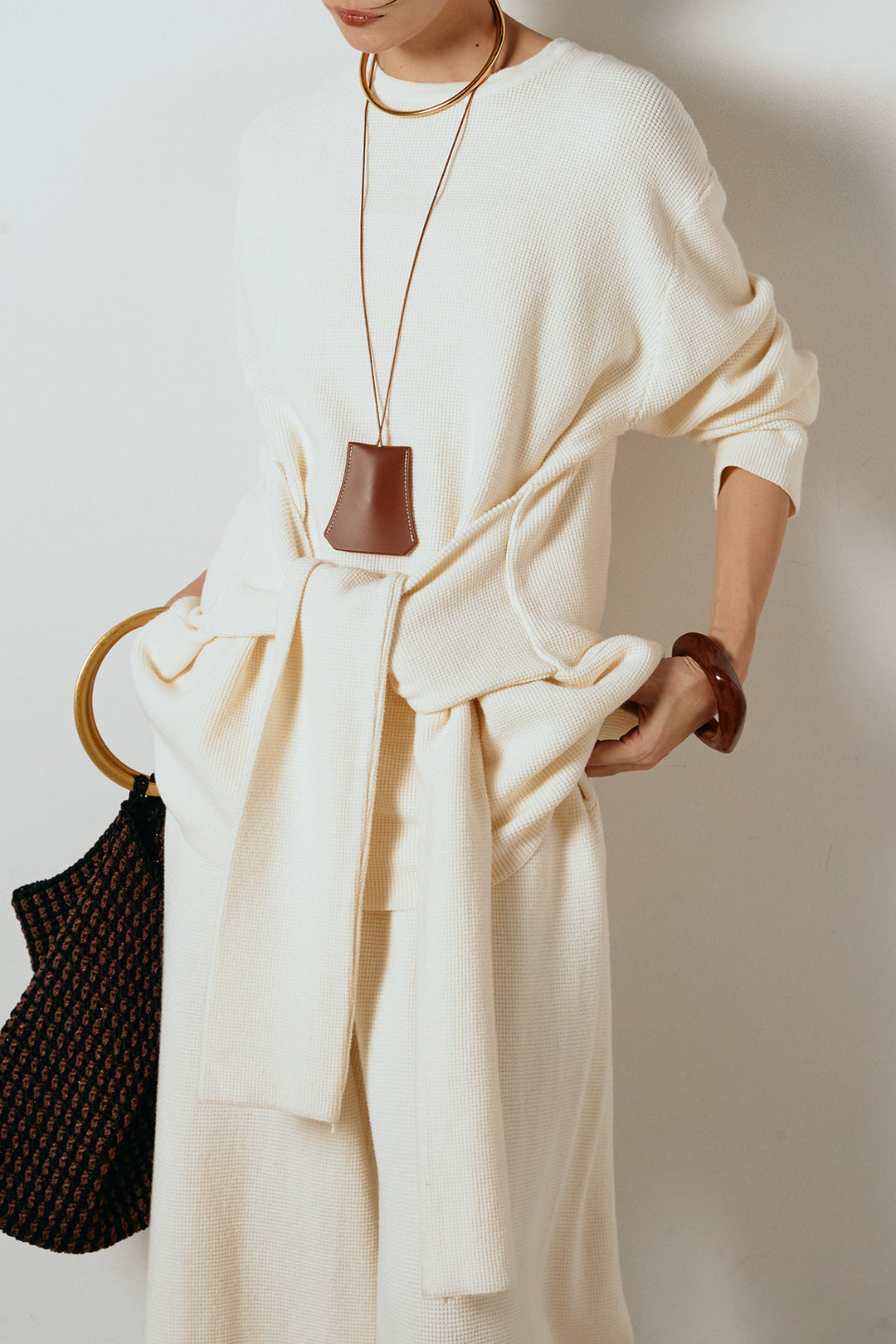 [SET]ウエスト巻きワッフルニットSETUP