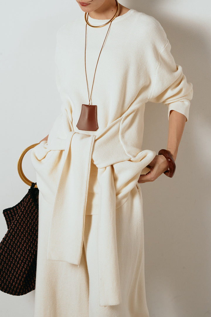 [SET]ウエスト巻きワッフルニットSETUP