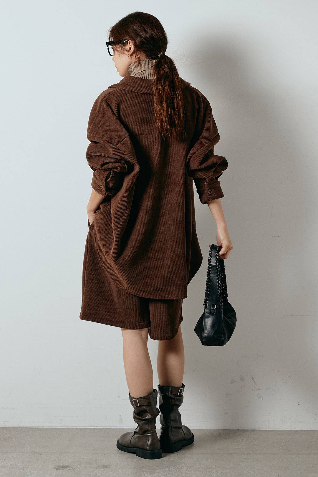 [SET]襟付きコーデュロイポケットシャツ+リラックスコーデュロイハーフパンツ(2set)