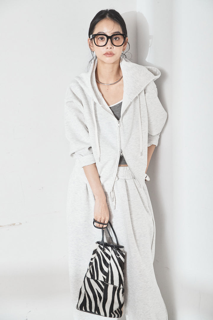 [SET]スウェットドルマンジップフードパーカー+スウェットコクーンイージーパンツ(2set)