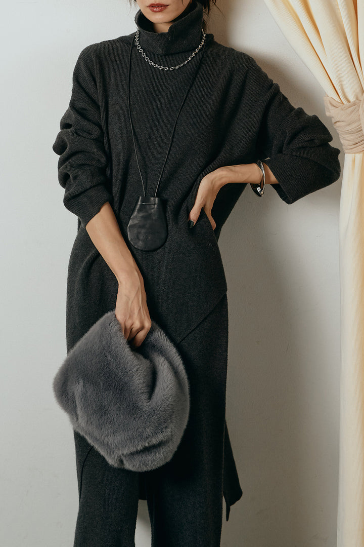 [SET]裾アシンメトリーニットSETUP