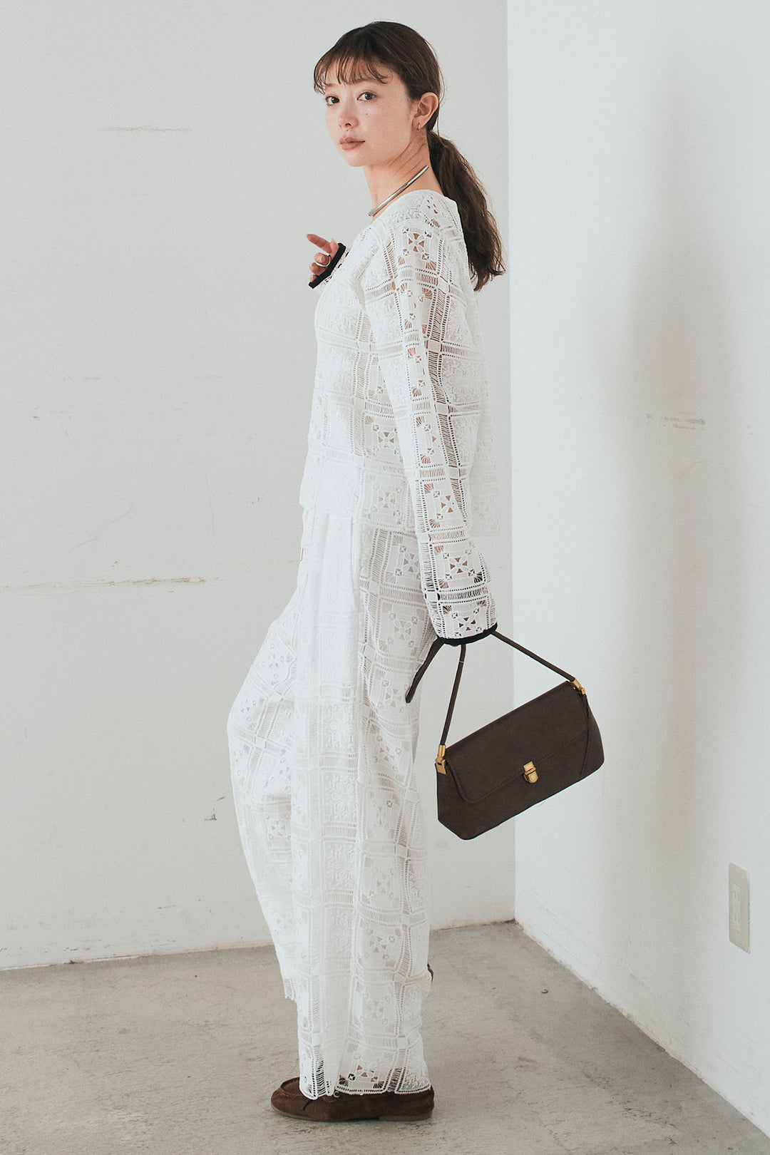 [SET]クロシェレースカーディガン+クロシェレースイージーパンツ(2set)