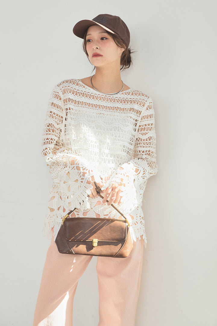 [SET]裾デザインメッシュプルオーバー+スプリングカラーデニムパンツ(2set)