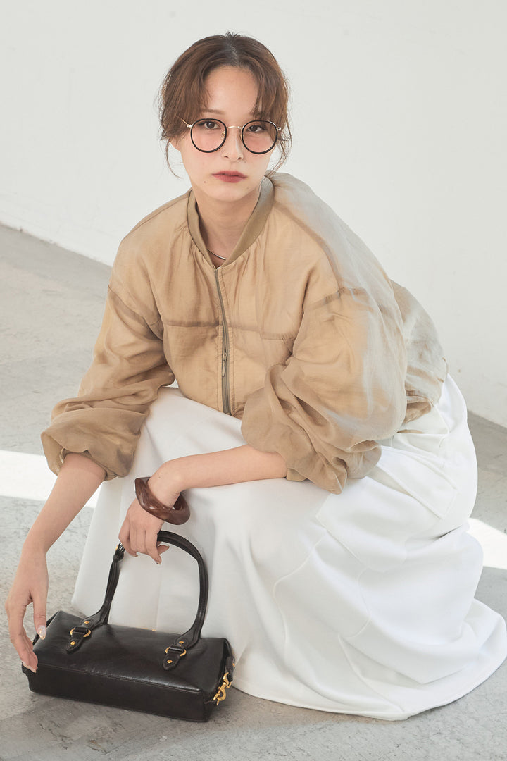 [SET]シアー×ポンチブルゾン+リラックススウェットスカート(2set)