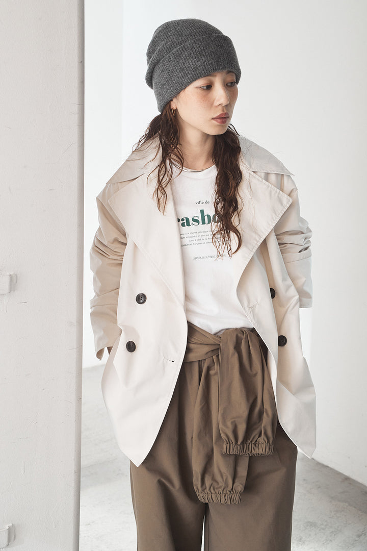 [SET]ナイロントレンチコート+合繊ツイルスタンドウエスト巻きジョガーパンツ(2set)