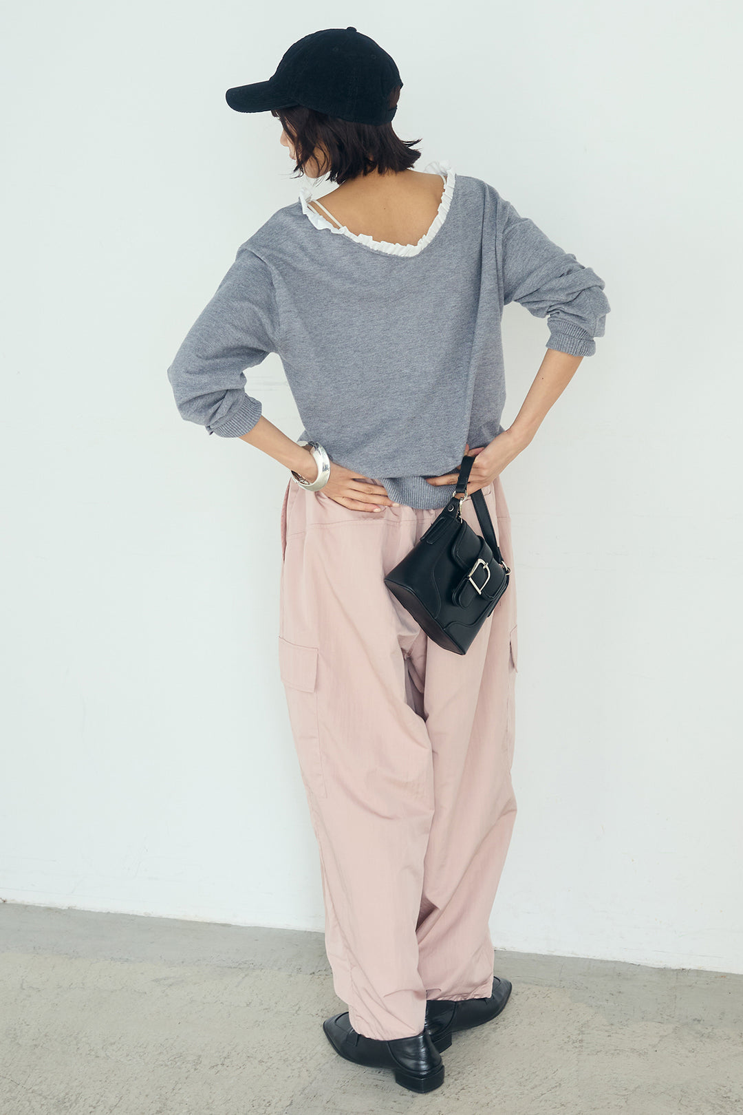 [SET]クールクール異素材コンビオフショルプルオーバー+撥水ジョガーパンツ(2set)