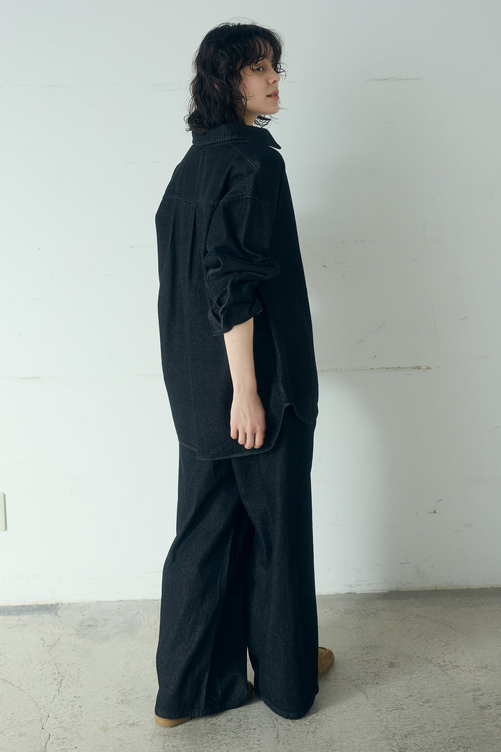 [SET]ライトオンスデニムシャツ+ライトオンスデニムルーズパンツ(2set)