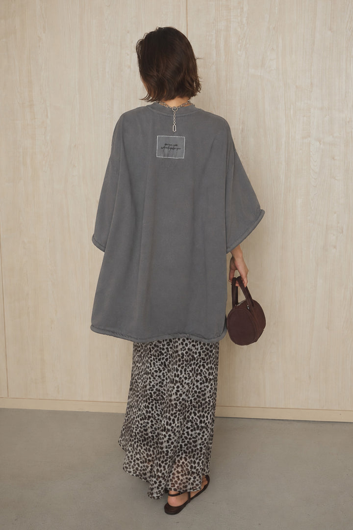 [SET]バックワンポイントデザインオーバーTシャツ+リラックスレオパードナロースカート(2set)
