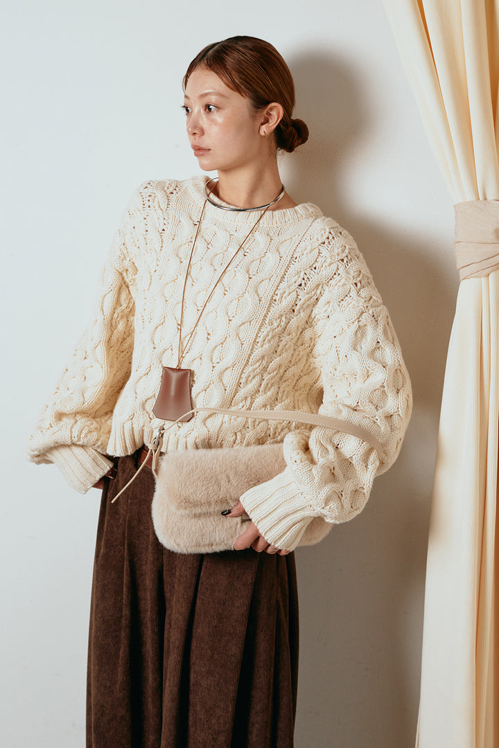 [SET]バルキーケーブルプルオーバー+コーデュロイサイドタックコクーンパンツ(2set)