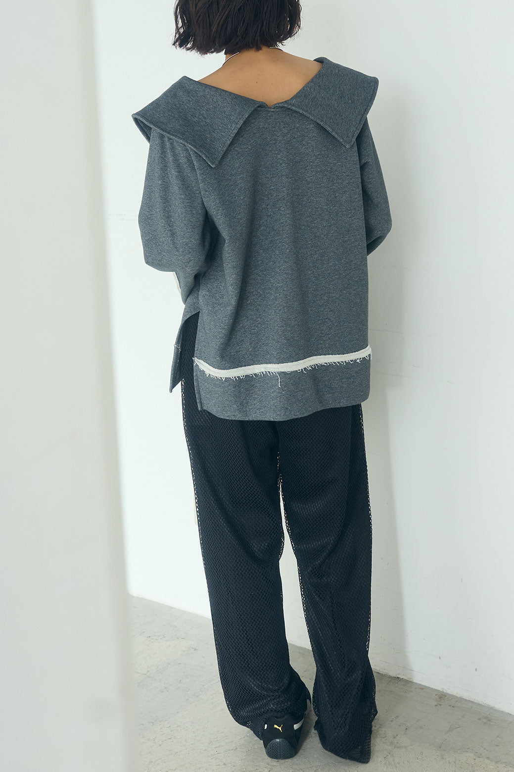 [SET]ビッグカラー2WAYスウェットトップス+メッシュリラックスパンツ(2set)