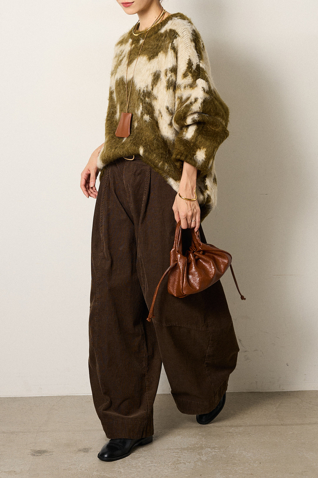 【着回しセット】[SET]モヘアタッチマーブルニット+モヘアタッチマーブルニット+タック入りコーデュロイワイドパンツ(3set)