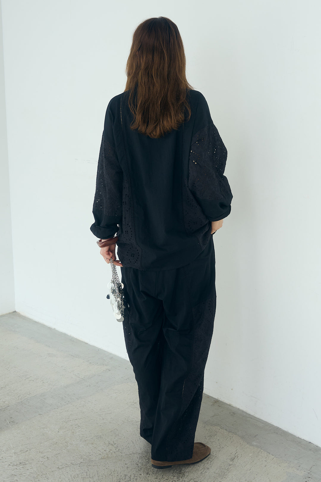 [SET]ローンレースオープンカラーシャツ+ローンレースイージーパンツ(2set)