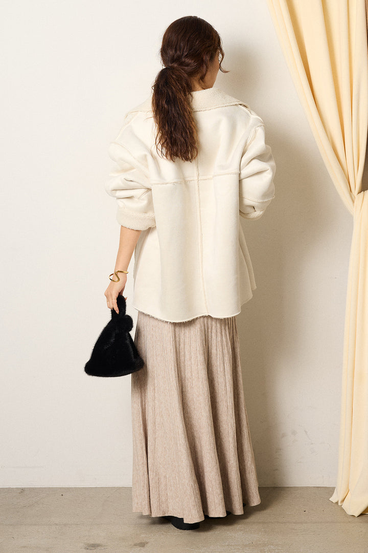 [SET]エコムートンカバーオール+編み地切り替えフレアニットスカート(2set)