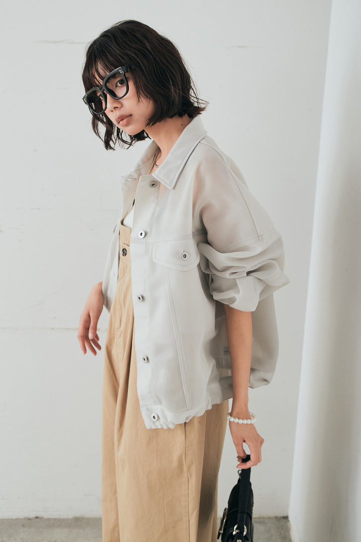 [SET]シアーダンボールサイドドロストジャケット+綿ツイルアシメサロペット(2set)