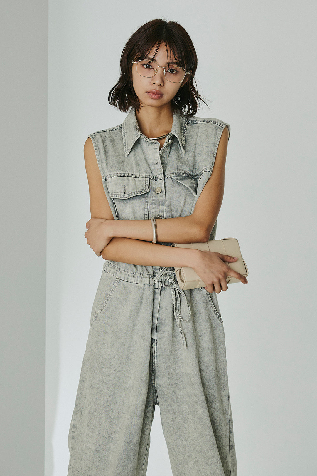 [SET]ケミカルデニムノースリロンパース