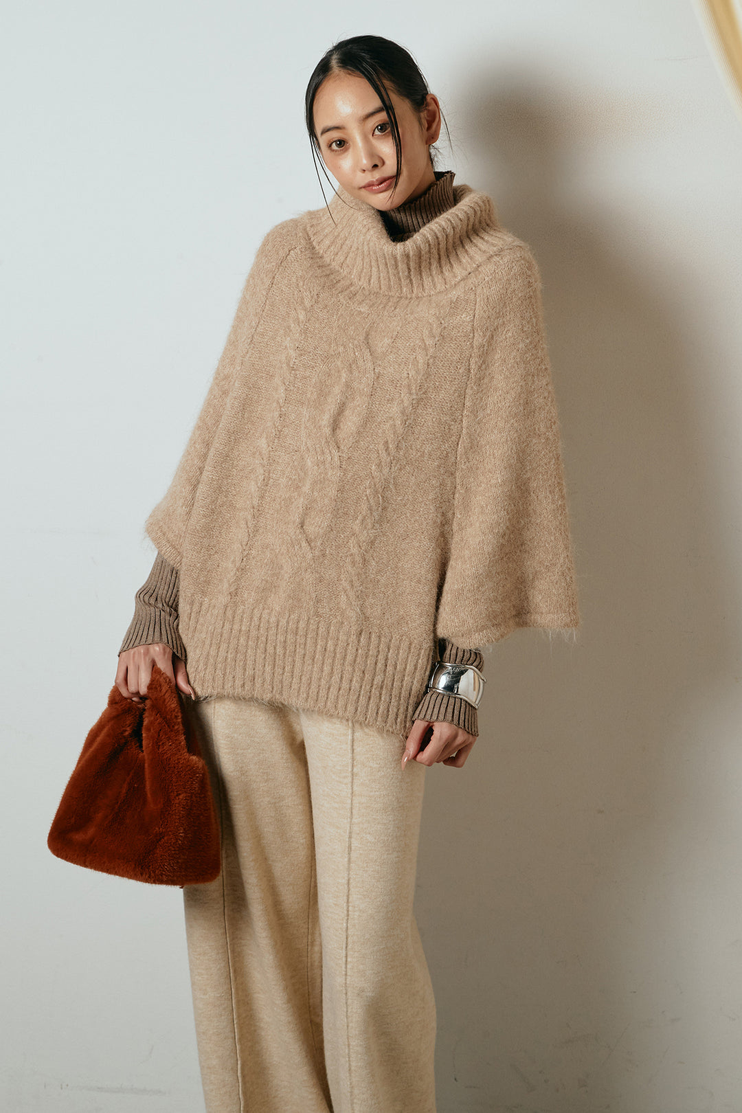 [SET]起毛ミディアムスリーブニットトップス+センターラインニットパンツ(2set)