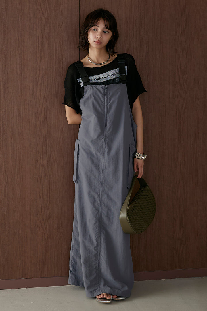 [SET]半袖モノトーングラフィックトップス+ナイロンワンピース(2set)