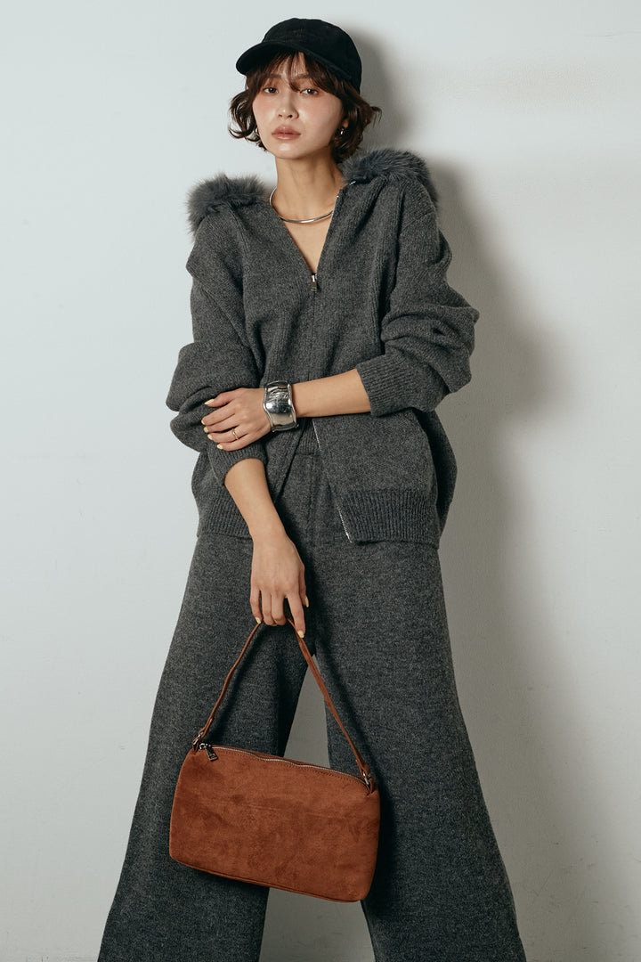 【着回しセット】[SET]ファー付きフーディーニットSETUP+ストライプドッキングニットポロSETUP(2set)