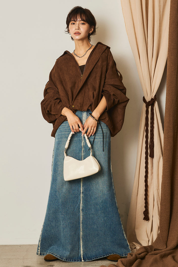 【即納】バルーンシルエットフェイクスエードブルゾン