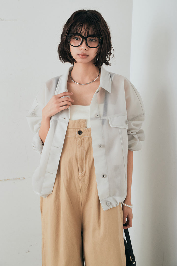 [SET]シアーダンボールサイドドロストジャケット+綿ツイルアシメサロペット(2set)