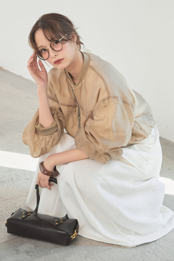 [SET]シアー×ポンチブルゾン+リラックススウェットスカート(2set)