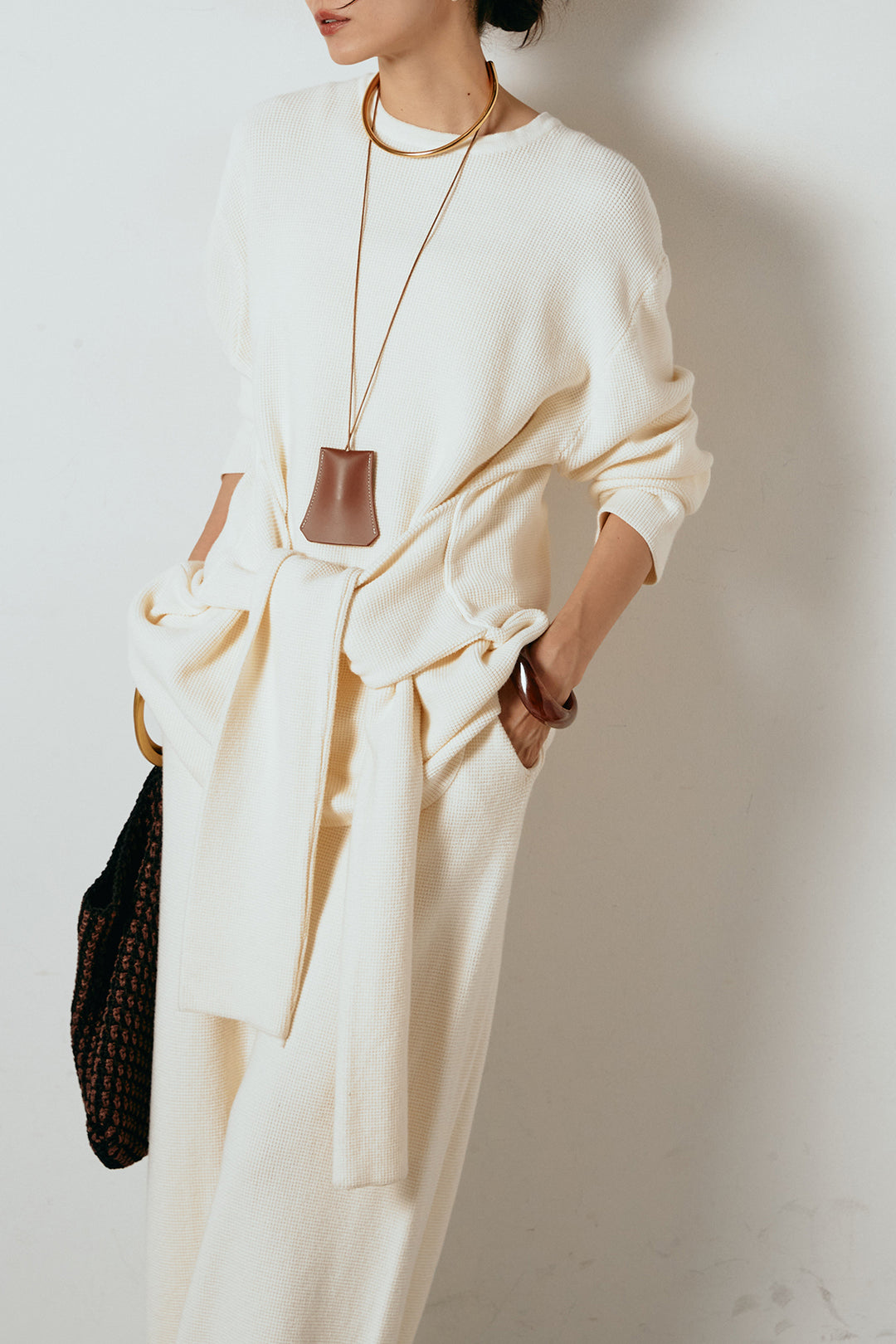 [SET]ウエスト巻きワッフルニットSETUP