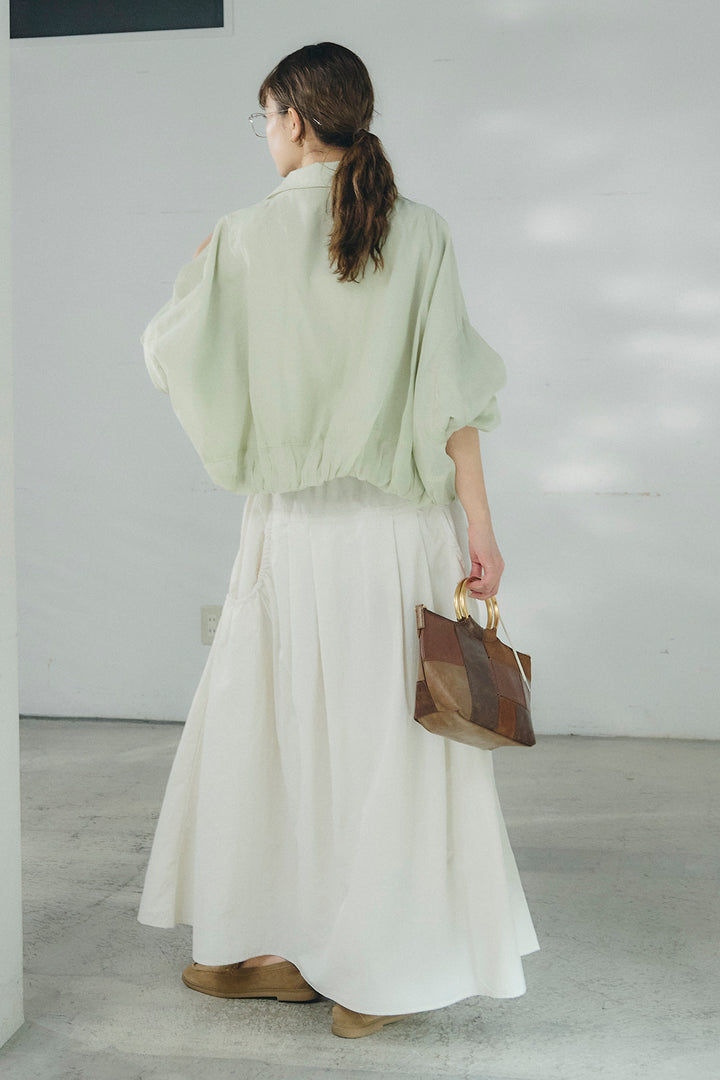 [SET]スタンドネックシアーブルゾン+ナイロンデザインフレアスカート(2set)