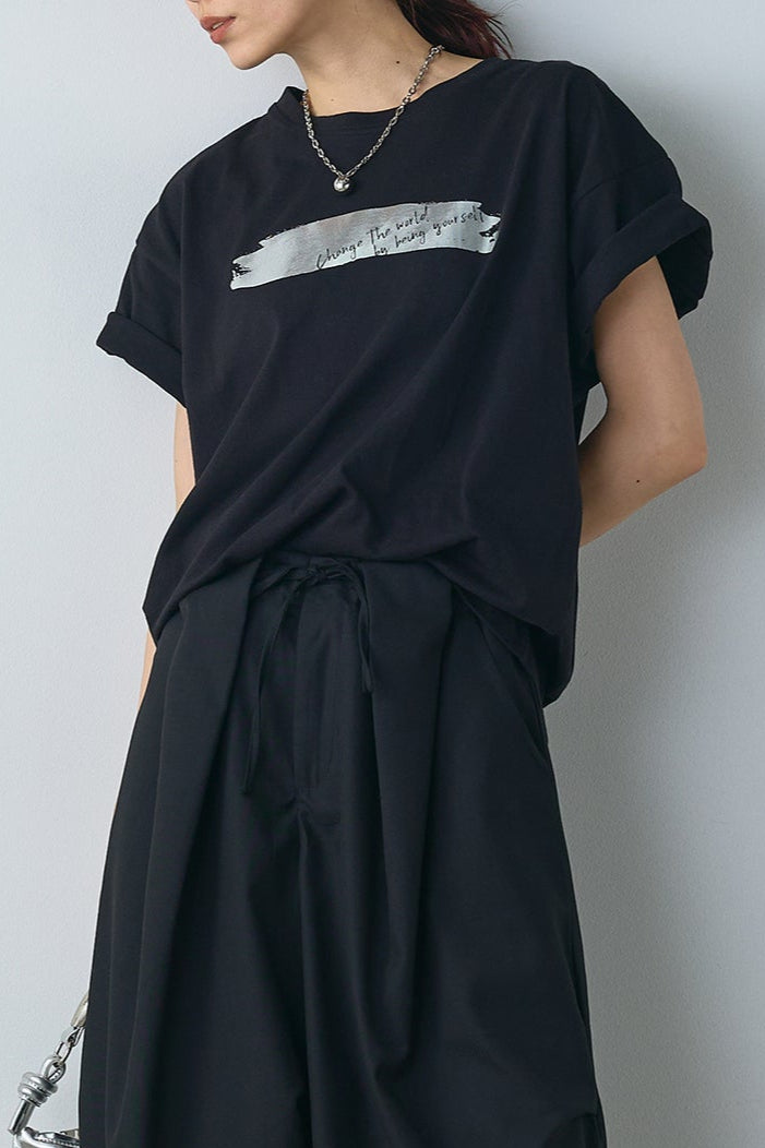 【即納】かすれ箔プリントTシャツ