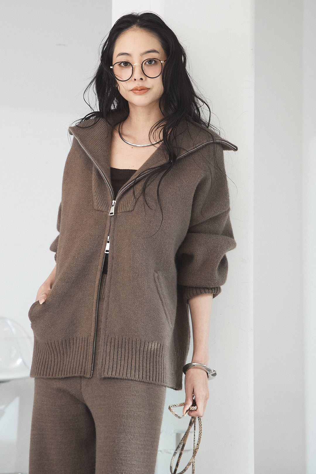 【着回しセット】[SET]ビッグカラーダブルジップニットSETUP+ビッグカラーダブルジップニットSETUP(2set)