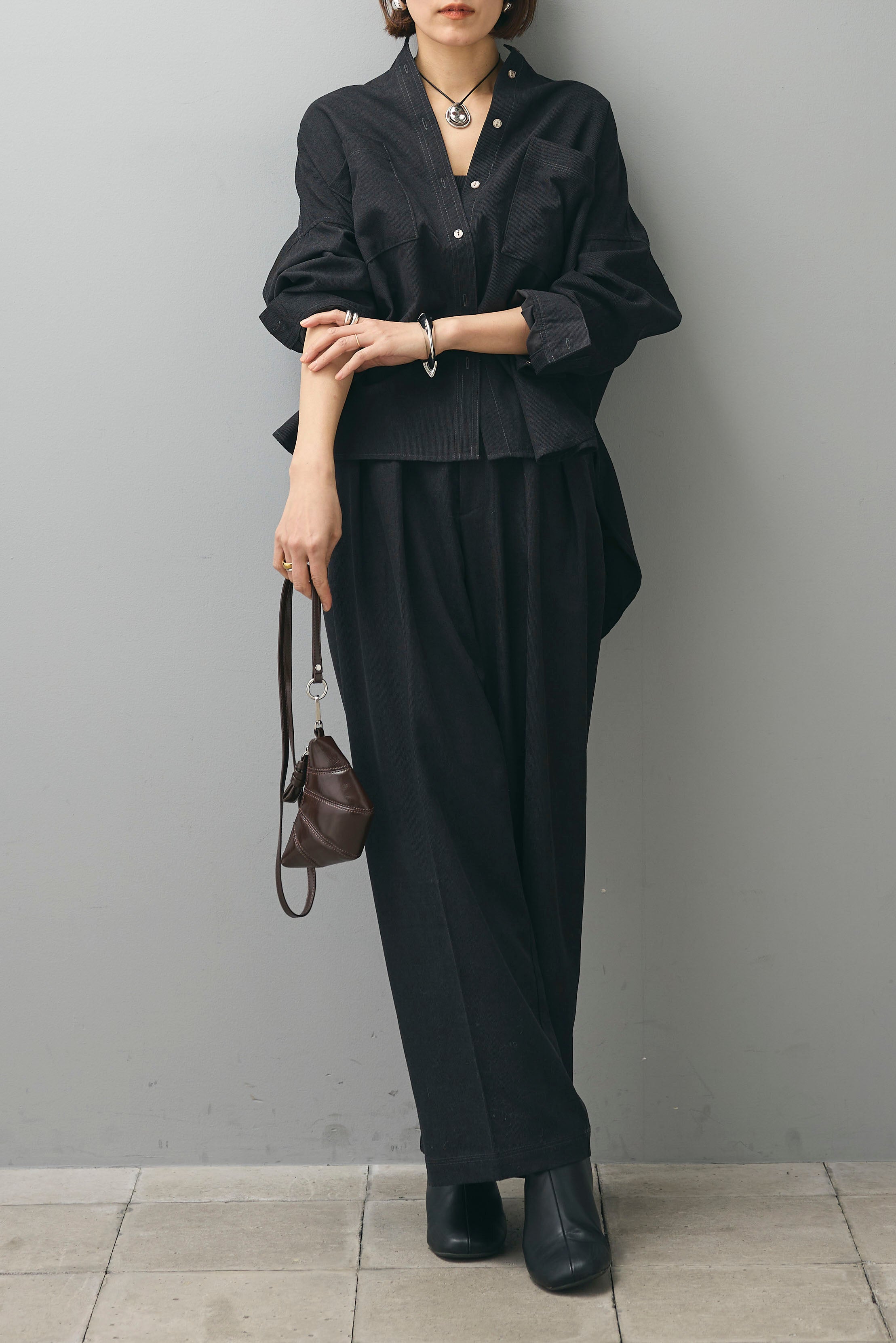 SET]コーデュロイシャツ+コーデュロイワイドパンツ(2set) – ESICA