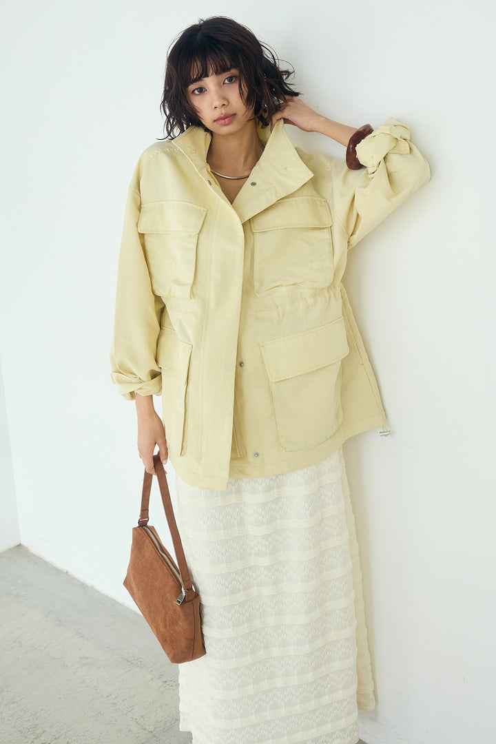 [SET]ナイロンツイルフィールドジャケット+ジャガードカットソータイトスカート(2set)