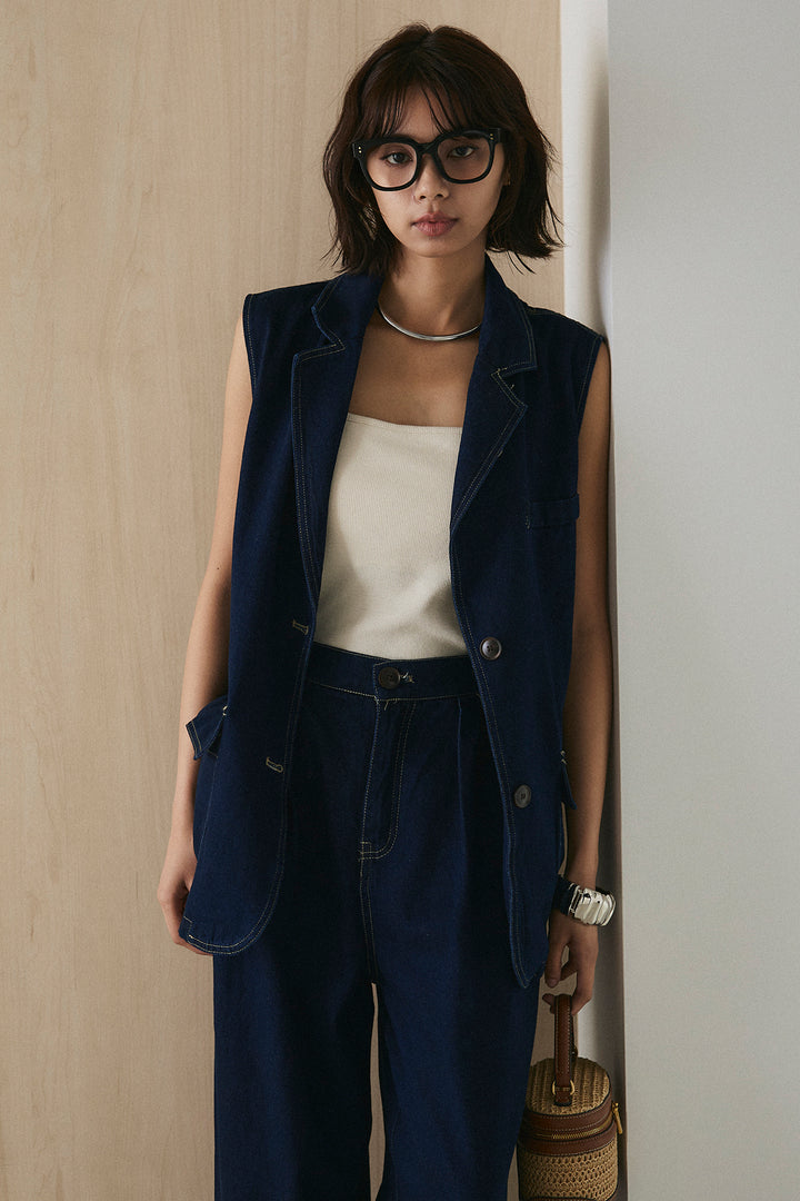 [SET]デニムテーラードカラージレSETUP