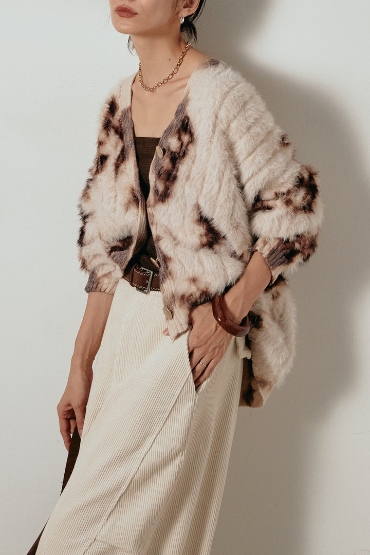 【即納】タイダイ柄シャギーニットカーディガン