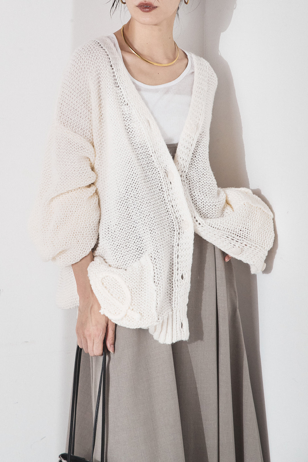 [SET]コード刺繍リラックスニットカーディガン+フレアリラックスキャミワンピース(2set)