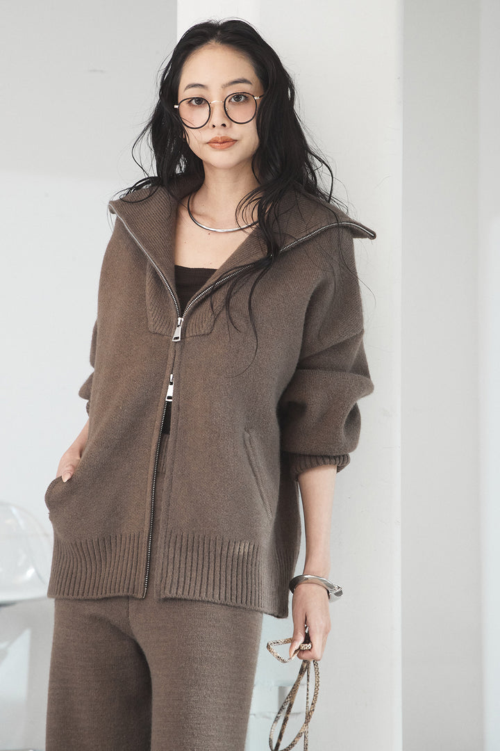 【着回しセット】[SET]ビッグカラーダブルジップニットSETUP+ストライプドッキングニットポロSETUP(2set)