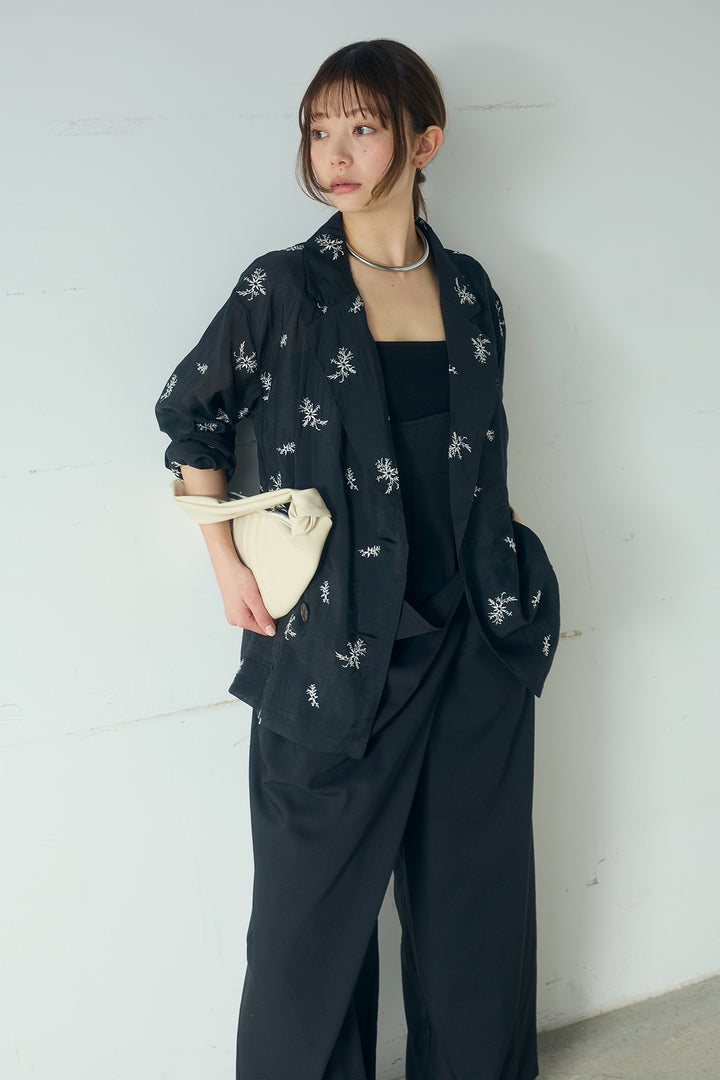 [SET]シアー刺繍ダブルジャケット+ラップオールインワン(2set)