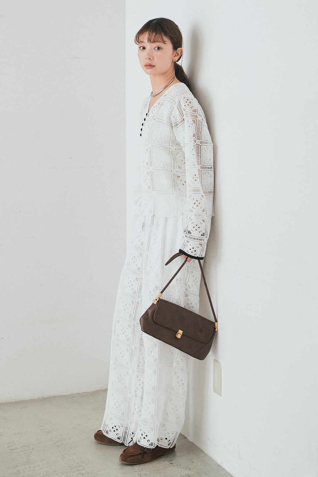 [SET]クロシェレースカーディガン+クロシェレースイージーパンツ(2set)