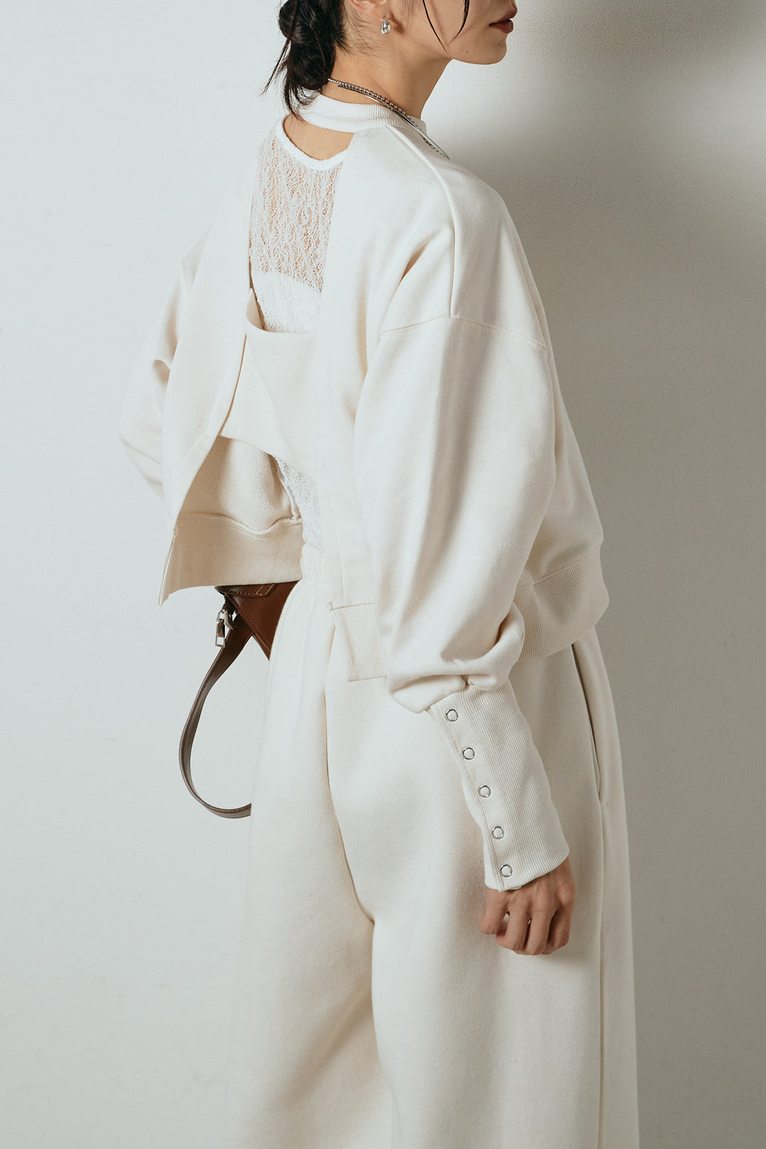 [SET]裏毛バックオープンプルオーバー+裏起毛スウェットワイドパンツ(2set)