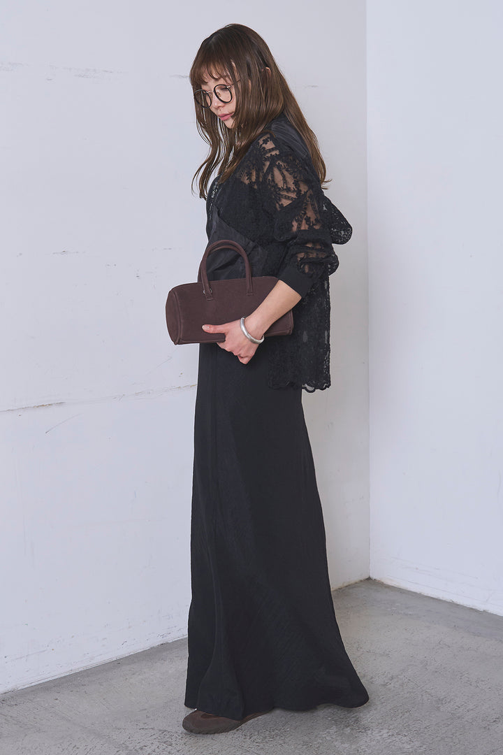 [SET]ノーカラーレースブルゾン+リネンブレンドロングナロースカート(2set)