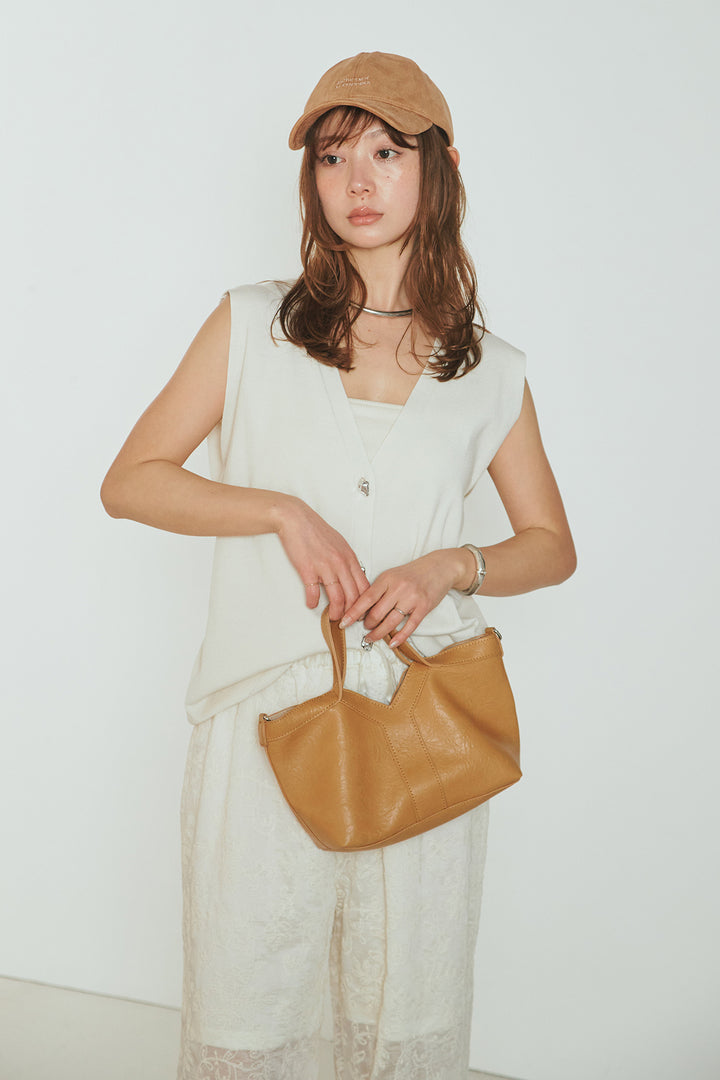 [SET]リサイクルポリニュアンス釦ベスト+スカラップ刺繍レースパンツ(2set)