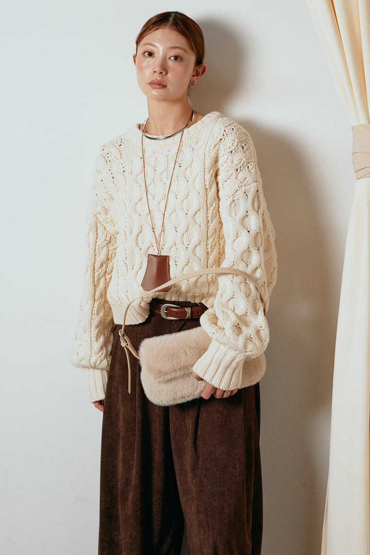 [SET]バルキーケーブルプルオーバー+コーデュロイサイドタックコクーンパンツ(2set)