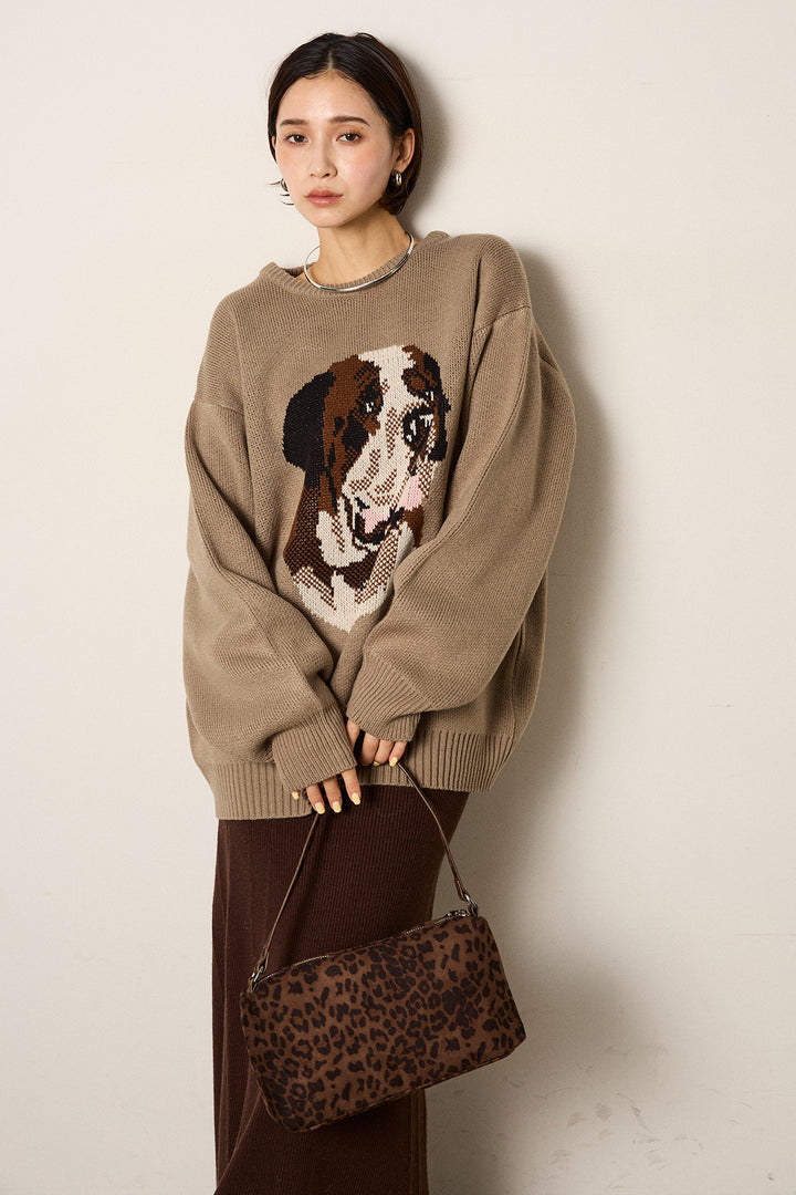 [SET]アニマルジャガード柄ニットトップス+リブナローニットスカート(2set)