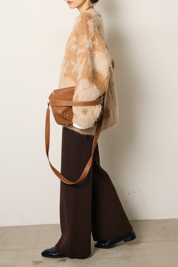 [SET]モヘアタッチマーブルニット+ワイドリブニットイージーパンツ(2set)