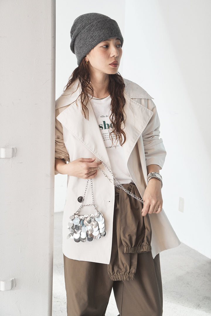 [SET]ナイロントレンチコート+合繊ツイルスタンドウエスト巻きジョガーパンツ(2set)