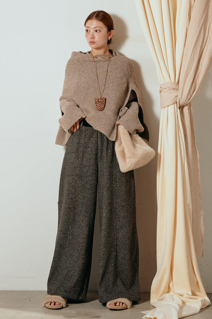 【着回しセット】[SET]ケープデザインリブニットトップス+ケープデザインリブニットトップス(2set)