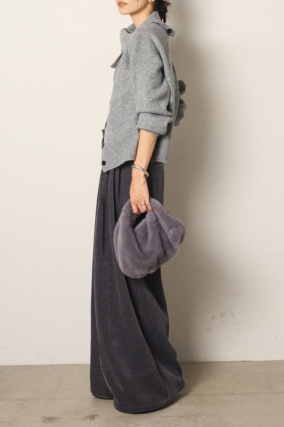 [SET]ボタンデザインネックニットプルオーバー+ベルトループコーデュロイワイドパンツ(2set)